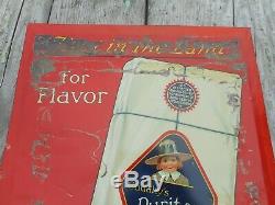 Vintage CUDAHY'S PURITAN BRAND BACON Tin on Cardboard Butcher Advertising SIGN