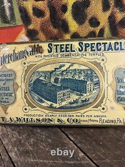 Vintage C. 1890 T. A. Wilson & Co Interchangeable Steel Spectacles Tin Can Sign