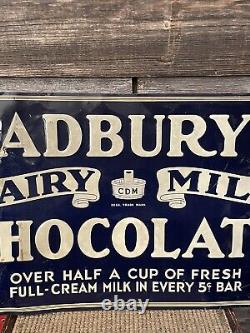 Vintage Cadbury Dairy Milk Chocolate Advertising Tin Embossed Sign
