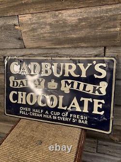 Vintage Cadburys Chocolate Bar Tin Embossed Advertising Sign