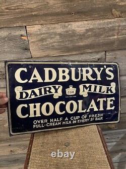 Vintage Cadburys Chocolate Bar Tin Embossed Advertising Sign