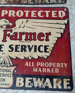 Vintage Capper's Farmer Protective Service Metal Tin Sign & Kansas Farmer sign