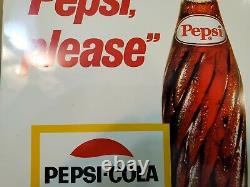 Vintage Cardboard & Metal Tin Soda Sign SAY PEPSI, PLEASE M-239 USA 8.25 x 12