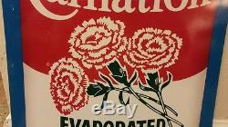Vintage Carnation Evaporated Milk Grocery Store 18 Metal Tin Sign