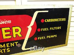 Vintage Carter Carburetor Old Gas Station Sign Fuel Tin Metal Original 1940s