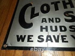 Vintage Ce Haugen Clothing Shoes Store Advertising Embossed Tin Sign Hudson Wi