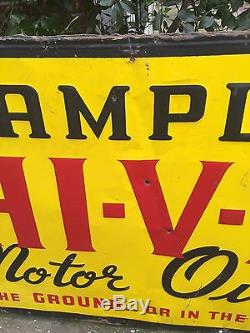 Vintage Champlin Hi-V-I Motor Oil Gas Tin Advertising Sign 60 X 36.5
