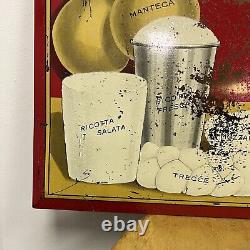 Vintage Charles Cuomo Cheese Tin Over Cardboard Advertising Sign