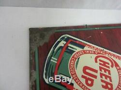 Vintage Cheer Up Soda Advertising Tin Sign Menu Board Original Condition 815-q