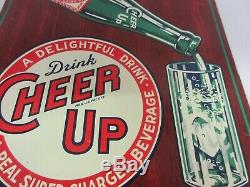Vintage Cheer Up Soda Advertising Tin Sign Menu Board Original Condition 815-q