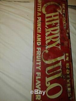 Vintage Cherry Julo Soda Tin Sign 9 x 27 (Maywood IL)