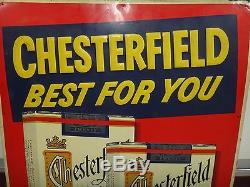 Vintage Chesterfield Best For You Tobacco Cigarette Tin Sign Advertising 1950's