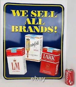 Vintage Chesterfield L&M Lark Cigarettes We Sell All Brands Embossed Tin Sign
