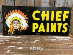 Vintage Chief Paints Double Sided Tin Sign