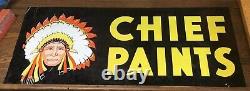 Vintage Chief Paints Double-Sided Tin Sign 12x28