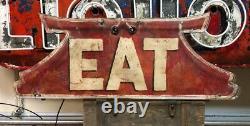 Vintage Chinese Pagoda Neon Tin Eat Sign Shipping Available