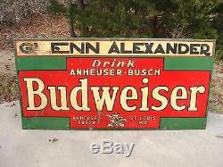 Vintage Circa 30's-40's BUDWEISER Beer large tin sign MUST SEE local pick-up