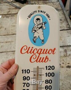 Vintage Clicquot Club Beverages Tin Advertising Thermometer Sign Soda Eskimo