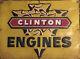 Vintage Clinton Engines Embossed Tin Advertising Sign Chain Saw Go Kart Outboard