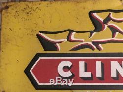 Vintage Clinton Engines Embossed Tin Advertising Sign Chain Saw Go Kart Outboard