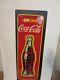 Vintage Coca Cola 1950's Shimmer Bottle Painted Tin Sign