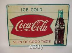 Vintage Coca Cola 1963 Sign Of Good Taste 20 X 28 Painted Enamel Tin Sign