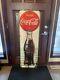 Vintage Coca-cola Bootle Cap Vertical Tin Embossed Sign