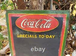 Vintage Coca Cola Chalkboard Menu Board Specials To-Day Old Tin Sign 27 x 19