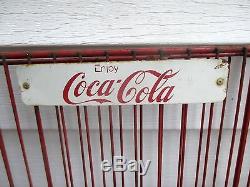 Vintage Coca Cola Coke Glass Bottle Display Rack with Tin Sign Vending Machine