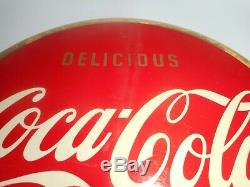 Vintage Coca Cola Coke Round SODA COLA Celluloid & Tin Original Advertising SIGN