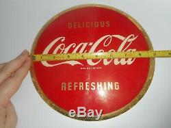 Vintage Coca Cola Coke Round SODA COLA Celluloid & Tin Original Advertising SIGN