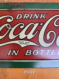 Vintage Coca Cola In Bottles Tin Over Cardboard 1922 Rare Sign