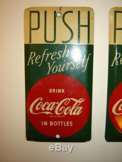 Vintage Coca Cola Push Pull Door Set Tin Door Signs