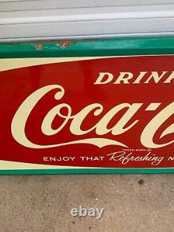 Vintage Coca-Cola Refreshing New Feeling Fishtail Tin Sign Robertson