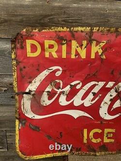 Vintage Coca-Cola Tin Advertising Sign Coke Sign