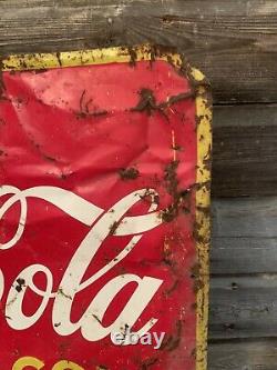 Vintage Coca-Cola Tin Advertising Sign Coke Sign