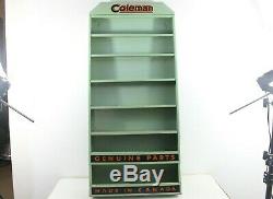 Vintage Coleman Lantern Parts Rack Store Display Coleman Parts Metal Tin Sign