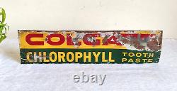 Vintage Colgate Chlorophyll Tooth Paste Advertising Tin Sign Board USA Rare TS75