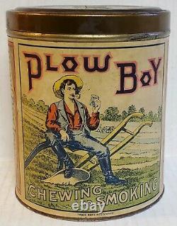 Vintage Collectible Advertising Sign Plow Boy Tobacco Can Original Paper Label