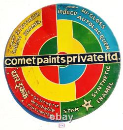 Vintage Comet Paints Synthetic Enamel Advertising Tin Sign Board Round Old TS241