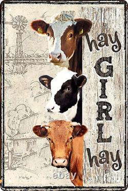 Vintage Cow Decor Gift Metal Tin Sign for Retro Farm Home Kitchen Room Farmhouse
