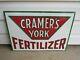 Vintage Cramer's York Fertilizer Embossed Tin Sign Pennsylvania