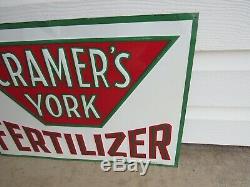 Vintage Cramer's York Fertilizer Embossed Tin Sign Pennsylvania