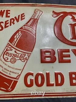 Vintage Crystal Springs Beverages And Gold Bond Ginger Ale Soda Bottle Tin Sign