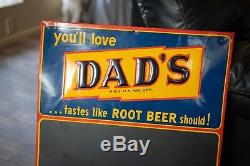 Vintage DAD'S Root Beer Embossed Advertising Tin Sign Menu Board