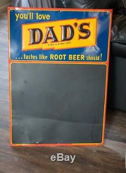 Vintage DAD'S Root Beer Embossed Advertising Tin Sign Menu Board