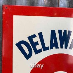 Vintage DELAWARE QUALITY FEED Metal Tin SIGN Advertising Farm Animals