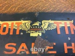 Vintage DETROIT TIMES FOR SALE HERE Newspaper Tin Sign Free Press Advertising