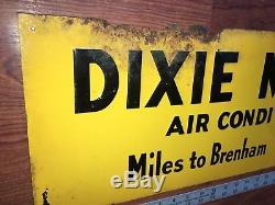 Vintage DIXIE MOTEL Tin Metal SIGN BRENHAM Texas Hwy 290 F & F EDWARDS Dallas TX