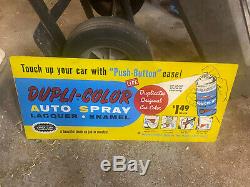 Vintage DUPLI-COLOR Paint Gasoline Oil Double Sided Painted Tin Advertising Sign